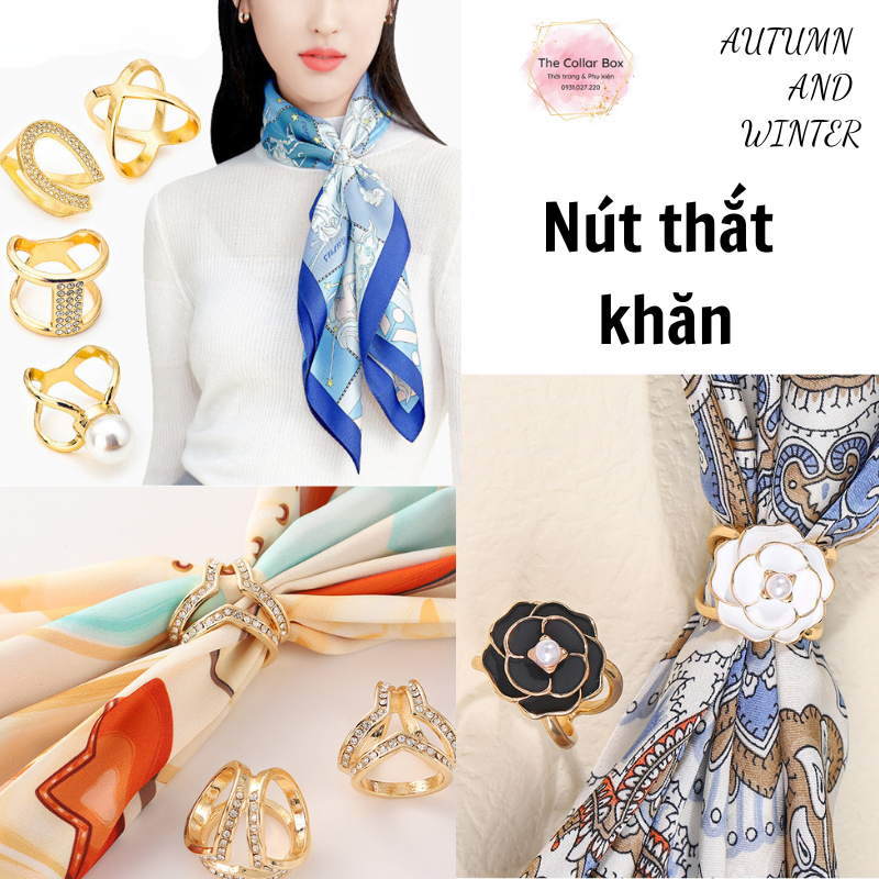 Khuy buộc khăn choàng lụa đa năng, Nút kẹp thắt khăn đa năng- Khăn turban phong cách thanh lịch đơn giản