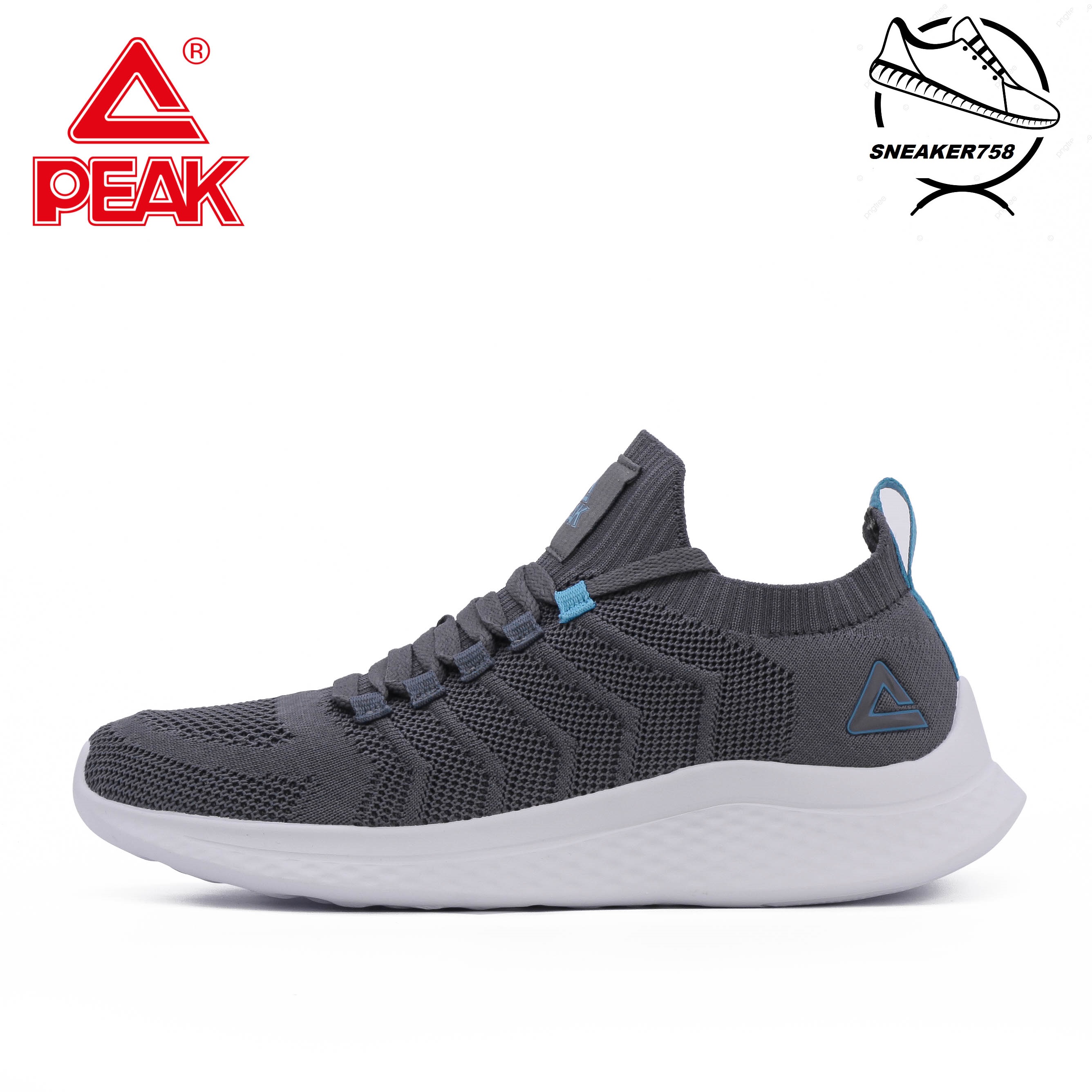 Giày chạy bộ nam/nữ peak running p-motive ew2207h – màu ghi xanh