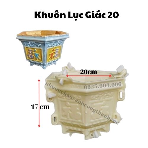 Khuôn đúc chậu cảnh Lục Giác 20, Chất liệu nhựa ABS cao cấp, Dùng làm chậu hoa cây cảnh xi măng bonsai mini