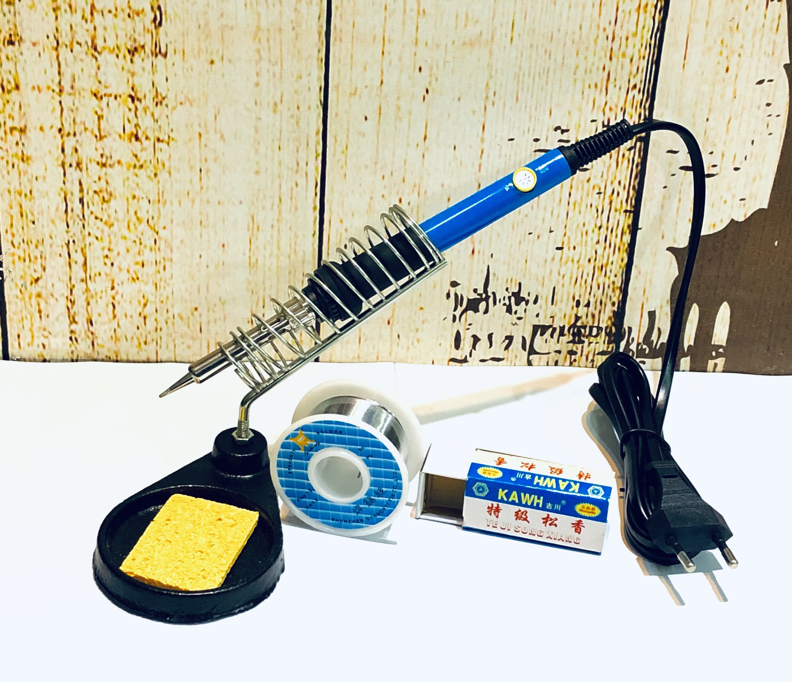 Combo Tay Hàn TQ936 (Kệ hàn Sắt Xịn - Thiếc Hàn sn63 50G Xịn - Nhựa Thông - Bọt Biển)