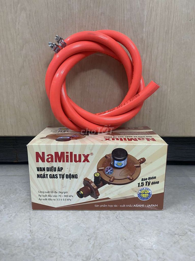 Bộ Van điều áp Namilux ngắt gaz tự động, dây dẫn gas 3 lớp lõi kẽm chống chuột cắn.