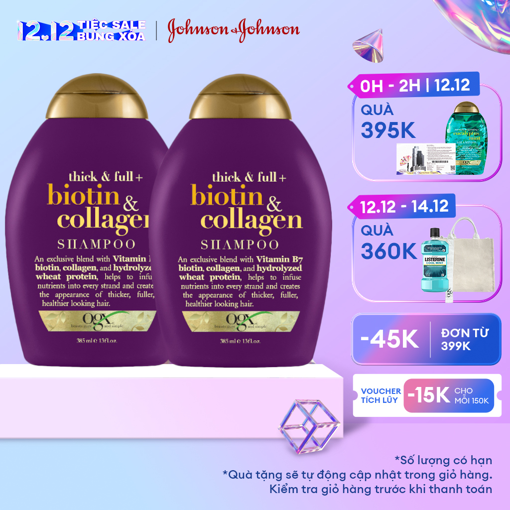 Combo 2 Chai Dầu Gội Đầu OGX - Dung Tích 385mlx2 - Hàng Chính Hãng