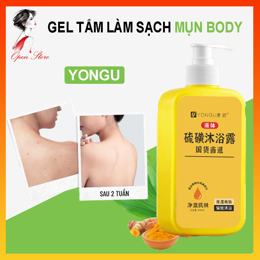 SỮA TẮM đào thải mụn Yongu chiết xuất nghệ đỏ làm mờ mụn lưng - OPEN STORE