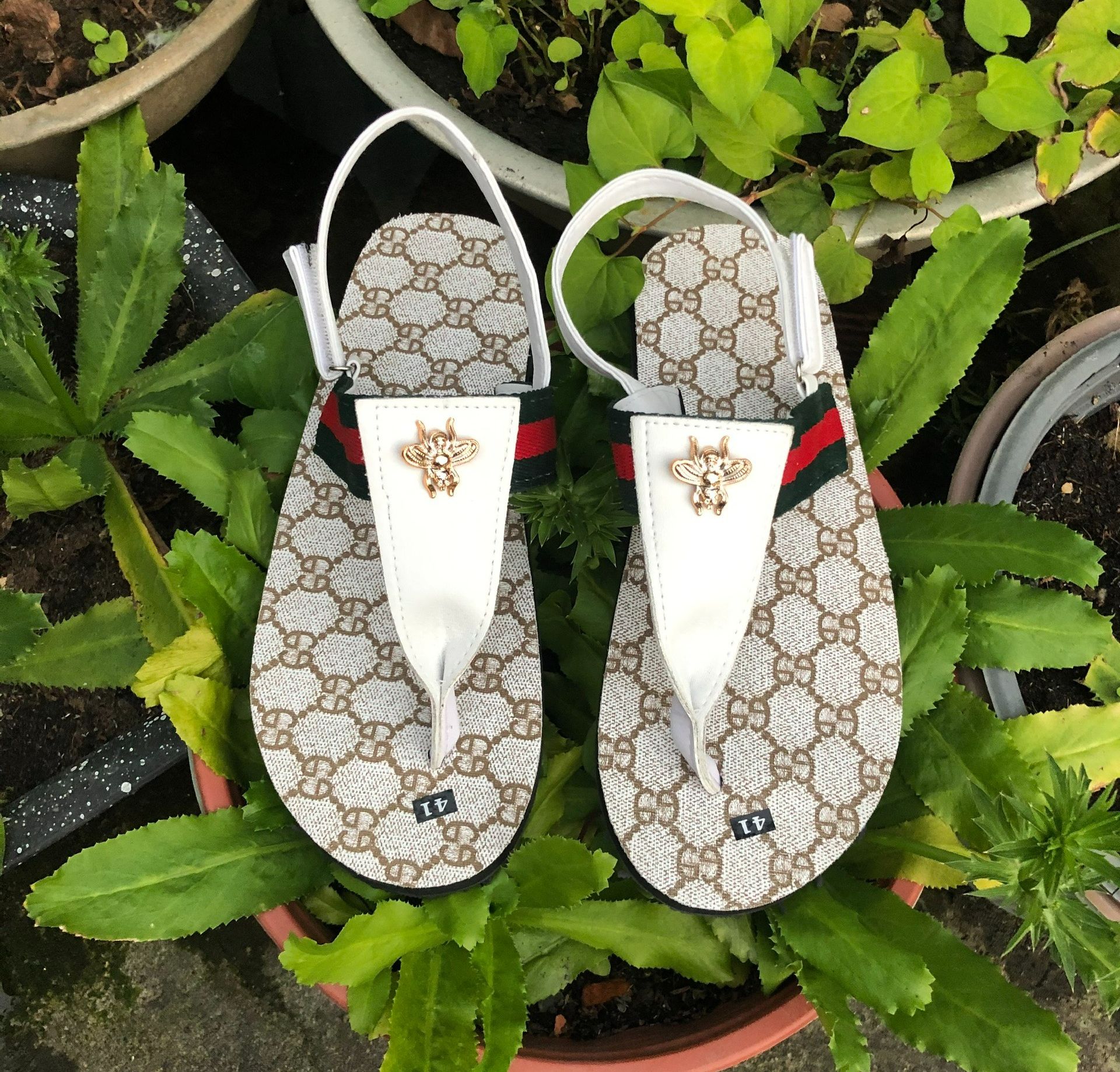 Sandal chíp chíp dép quai hậu nữ đế kem mờ gg quai dù