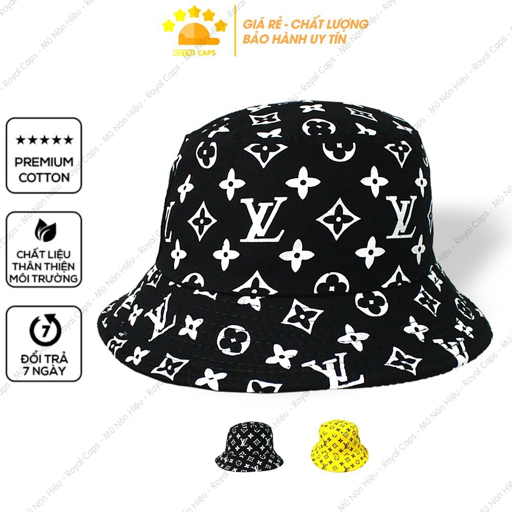 Nón bucket nữ freeship mũ tai bèo nam graffiti vải kaki tốt louis vuitton unisex - royal caps