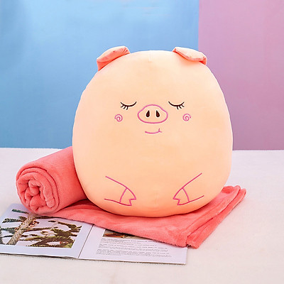Bộ chăn gối hình thú béo 3in1, gấu bông kèm chăn , gối ngủ trưa văn phòng hình thú, chăn gối văn phòng siêu dễ thương