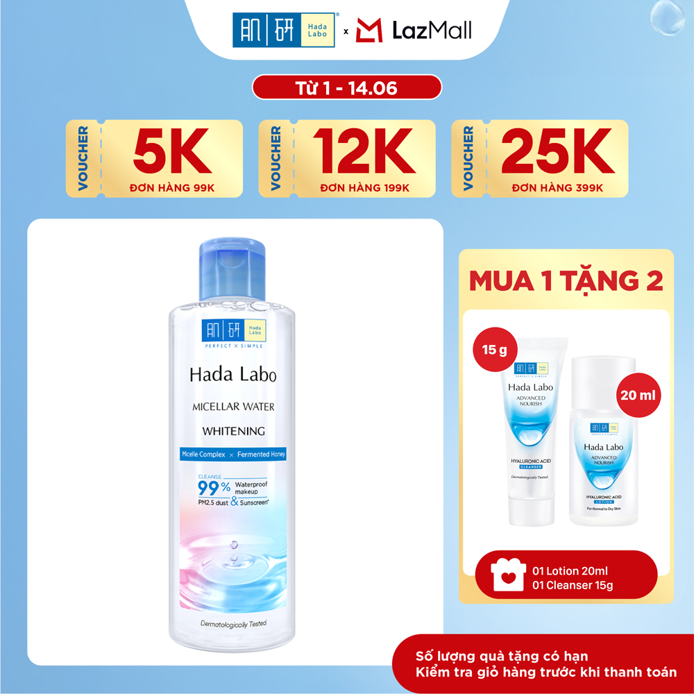 Nước tẩy trang sạch sâu dưỡng trắng Hada Labo Micellar Water Whitening 240ml