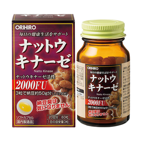 Thanh lý - Viên chống đột quỵ ORIHIRO Natto kinase 2000FU 60 viên - Nhật Bản