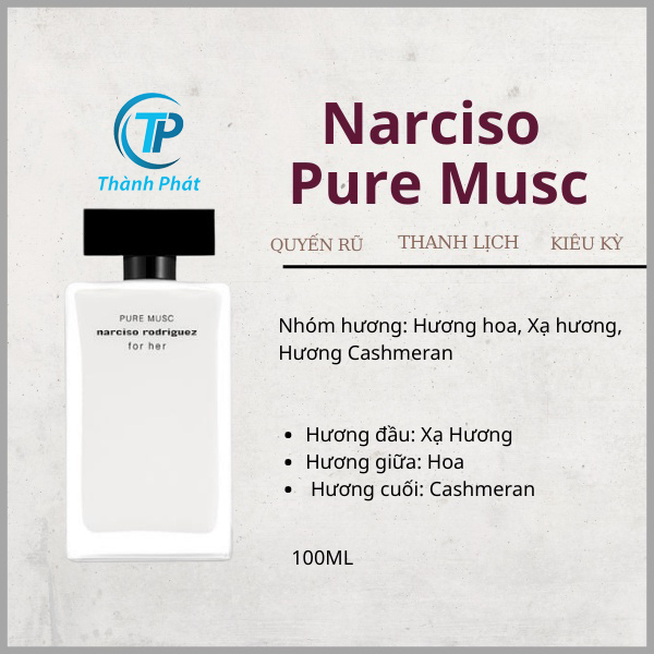 Nước hoa nữ 𝐍𝐚𝐫𝐜𝐢𝐬𝐨 trắng hương phấn 𝐑𝐨𝐝𝐫𝐢𝐠𝐮𝐞𝐳 𝐏𝐮𝐫𝐞 𝐌𝐮𝐬𝐜 -hương huệ trắng tinh khiết thanh lịch- mùi hương top 𝐍𝐚𝐫𝐜𝐢𝐬o