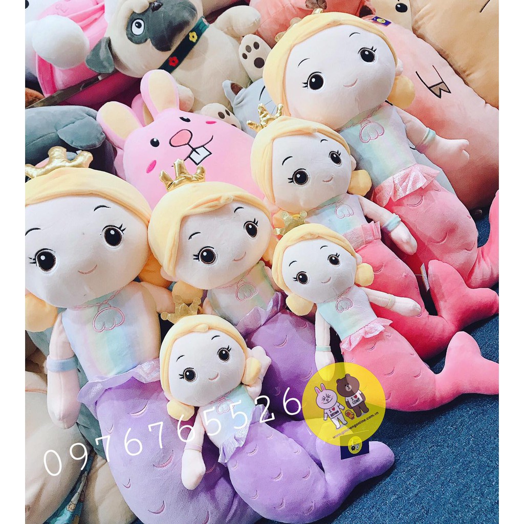 Gấu bông nàng tiên cá 3 màu tím hồng đỏ kích thước 50-80-100cm Xưởng gấu bông Việt Nam