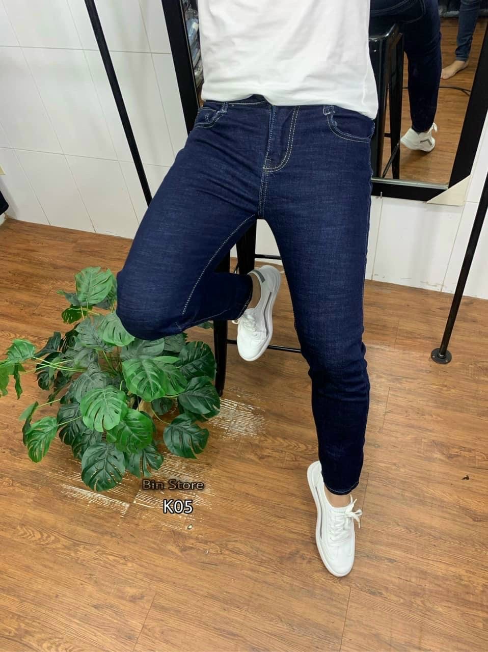 Quần jean nam màu xanh trơn - chất jean jean hàn không bai không xu - msk05