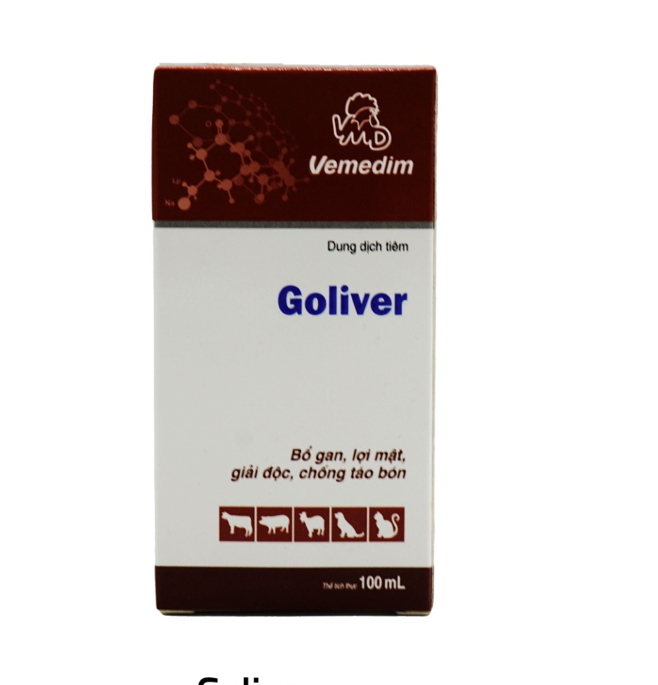 Dùng cho bổ gan, lợi mật, giải độc, chống táo bón ở gia súc, gia cầm Vemedim Goliver