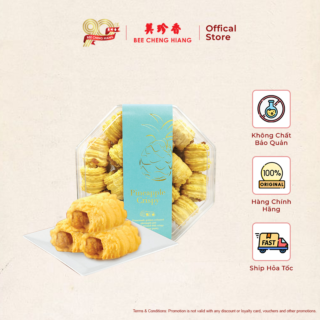 Bánh dứa giòn Bee Cheng Hiang 400g -Pineapple Crispy - Bánh dứa Singapore - (best before date: 08/2024)