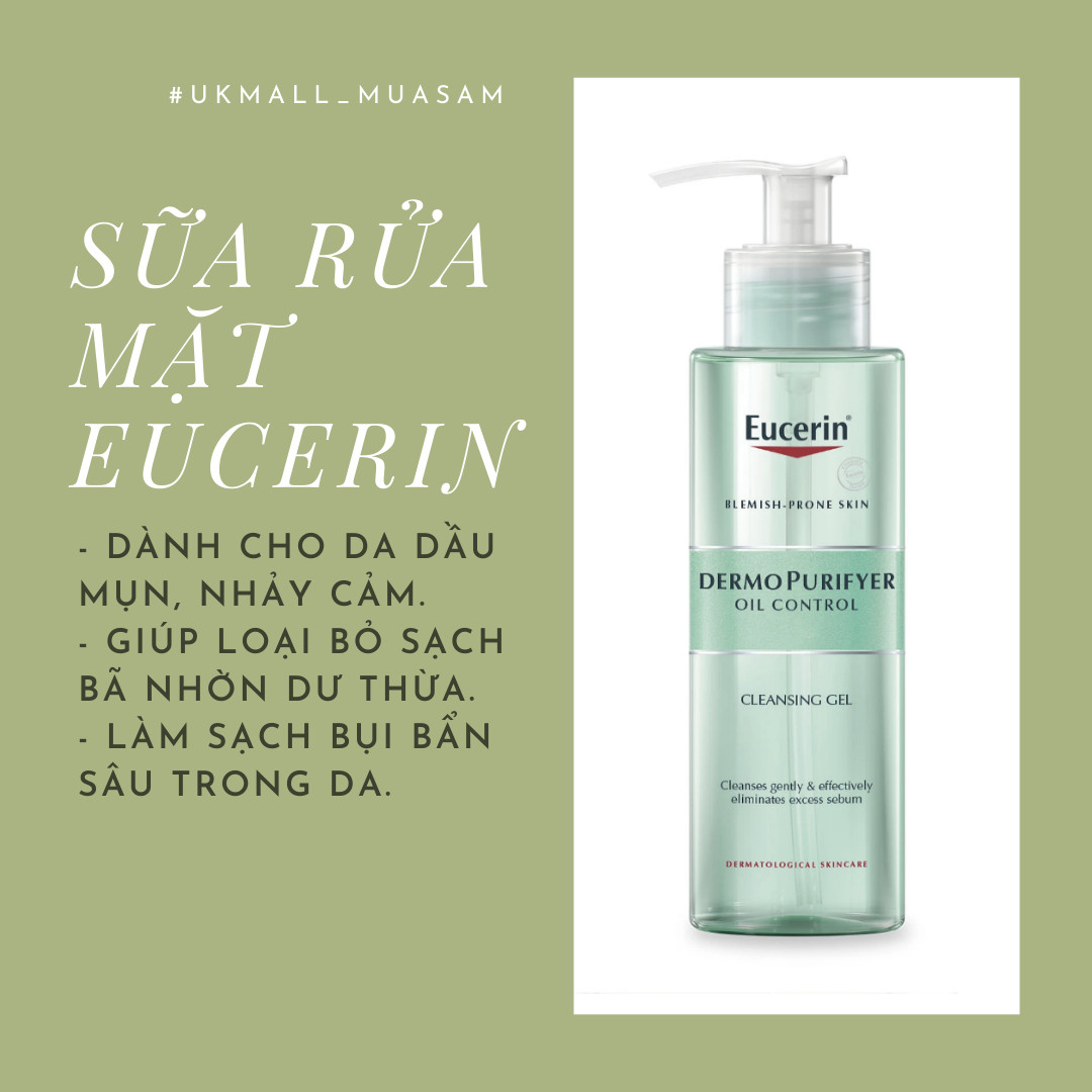 Sữa rửa mặt Eucerin dermo purifyer oil control Cleansing Gel 200ml