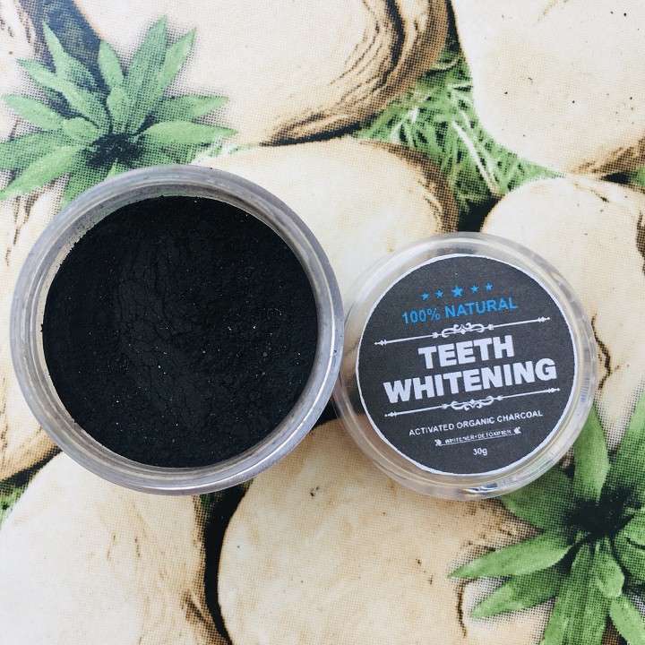 Combo 2 hộp bột tẩy trắng răng teeth whitening than tre hoạt tính hộp 30g