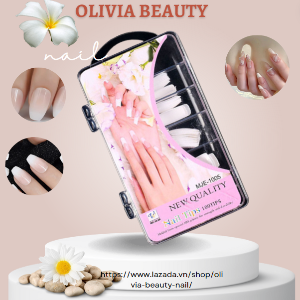 Set 100 móng tay giả làm nail chuyên dụng #010 | móng úp giả | làm nail | chăm sóc móng | nail xinh | nail box| dụng cụ làm nail |móng