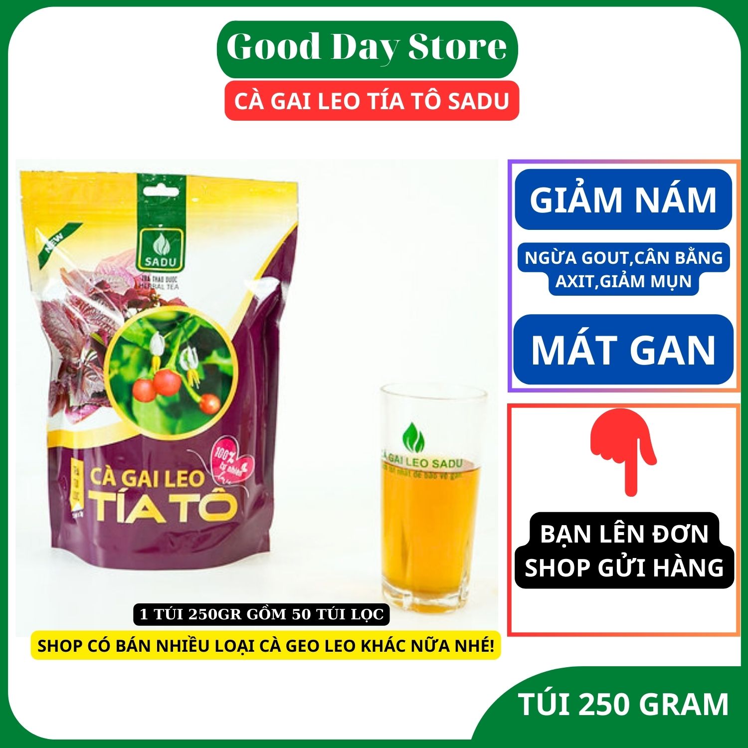 Trà cà gai leo TÍA TÔ Sadu gói 250g ,giúp thanh nhiệt,thải độc,tăng đề kháng,giúp sáng da