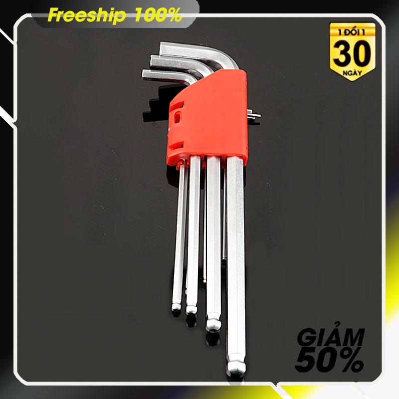 Bộ lục giác 9 cây 1 đầu lục giác 1 đầu bi kích thước các cây dài từ 11 đến 225 cm. HOT SALE