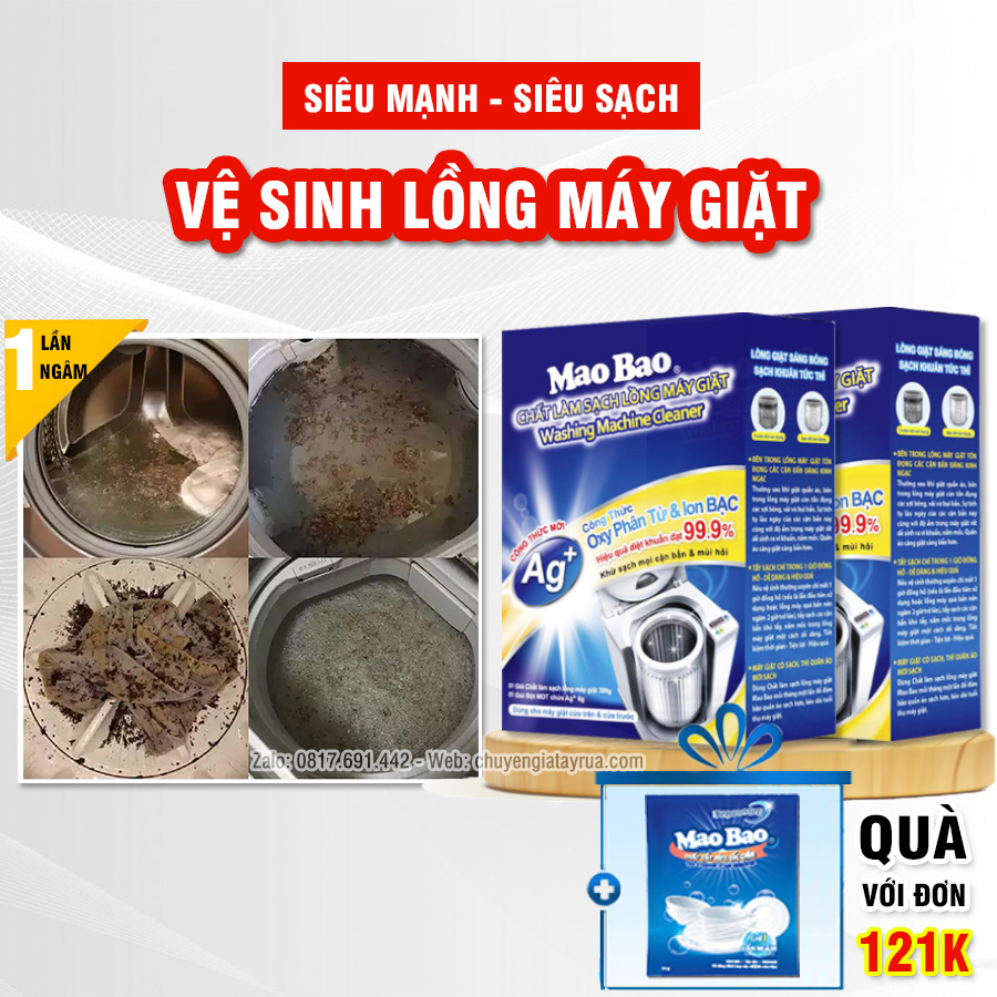 Bột tẩy lồng máy giặt ion bạc kháng khuẩn, vệ sinh máy giặt cửa ngang, vệ sinh máy giặt cửa trên 300g