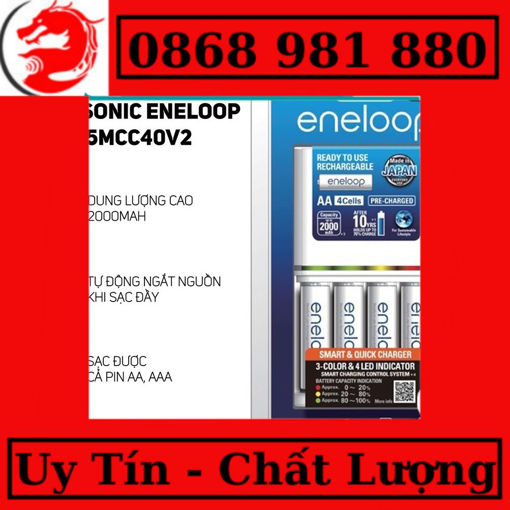 Bộ sạc pin Panasonic Eneloop nhanh , tự ngắt BQ-CC55 tặng kèm 4 pin sạc Eneloop 2000mah