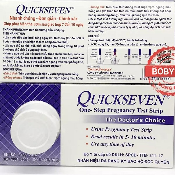 1 hộp 24 Que thử thai Quickseven,test thử thai tại nhà