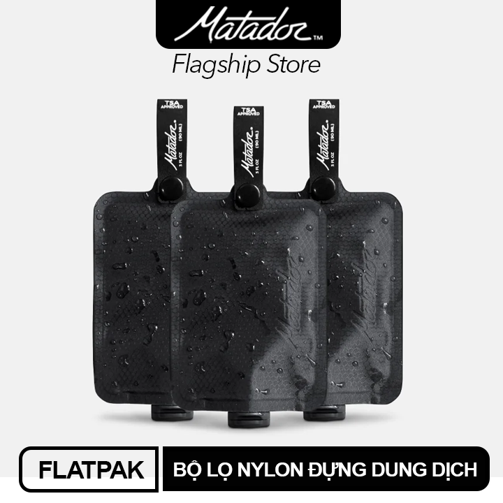 Lọ FlatPak đựng dung dịch vệ sinh bộ 3 lọ siêu nhẹ khi đi du lịch và công tác Matador FlatPak Toiletry Bottle