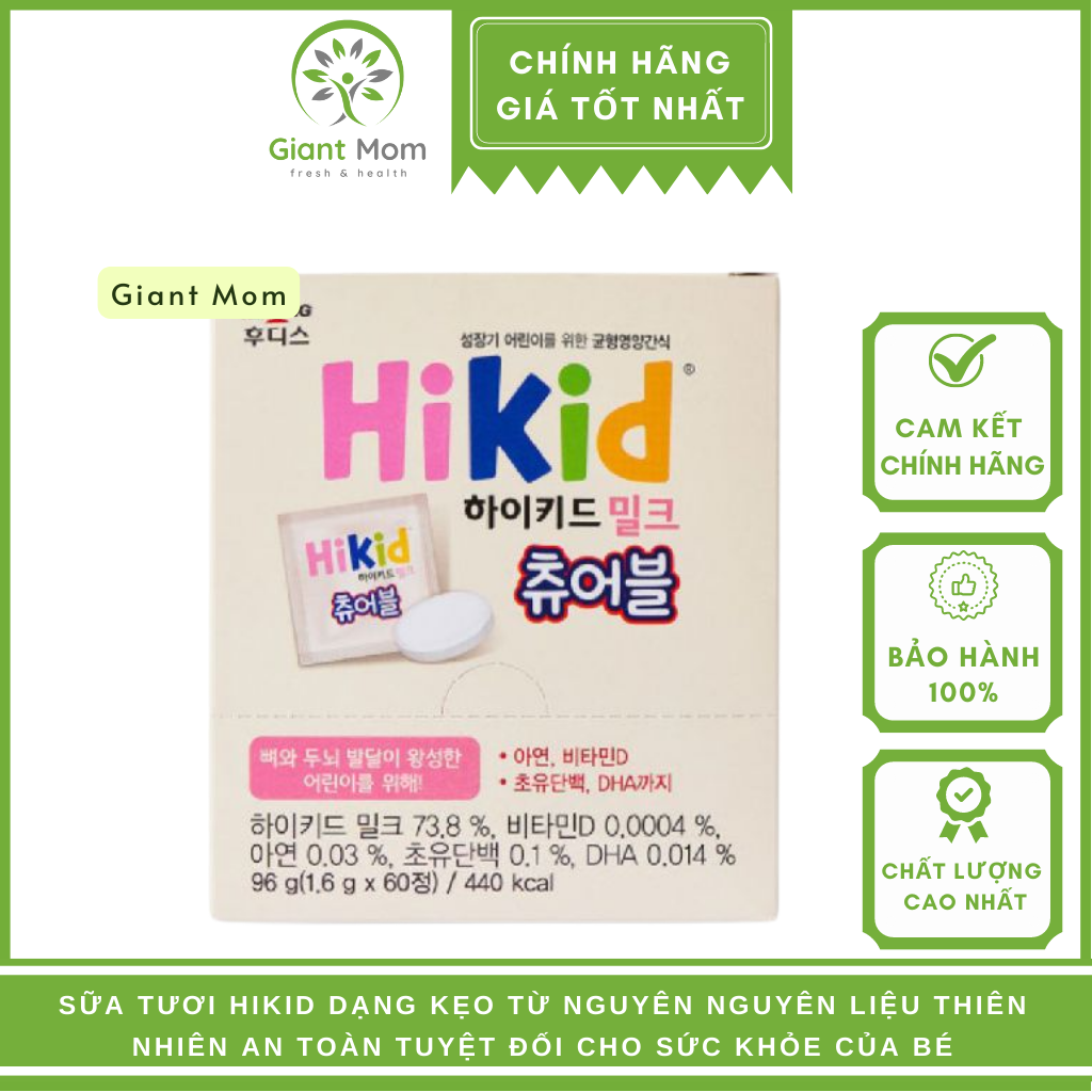 Sữa hikid dạng viên hàn quốc - sữa hikid dạng keọ hộp 60 viên giant mom