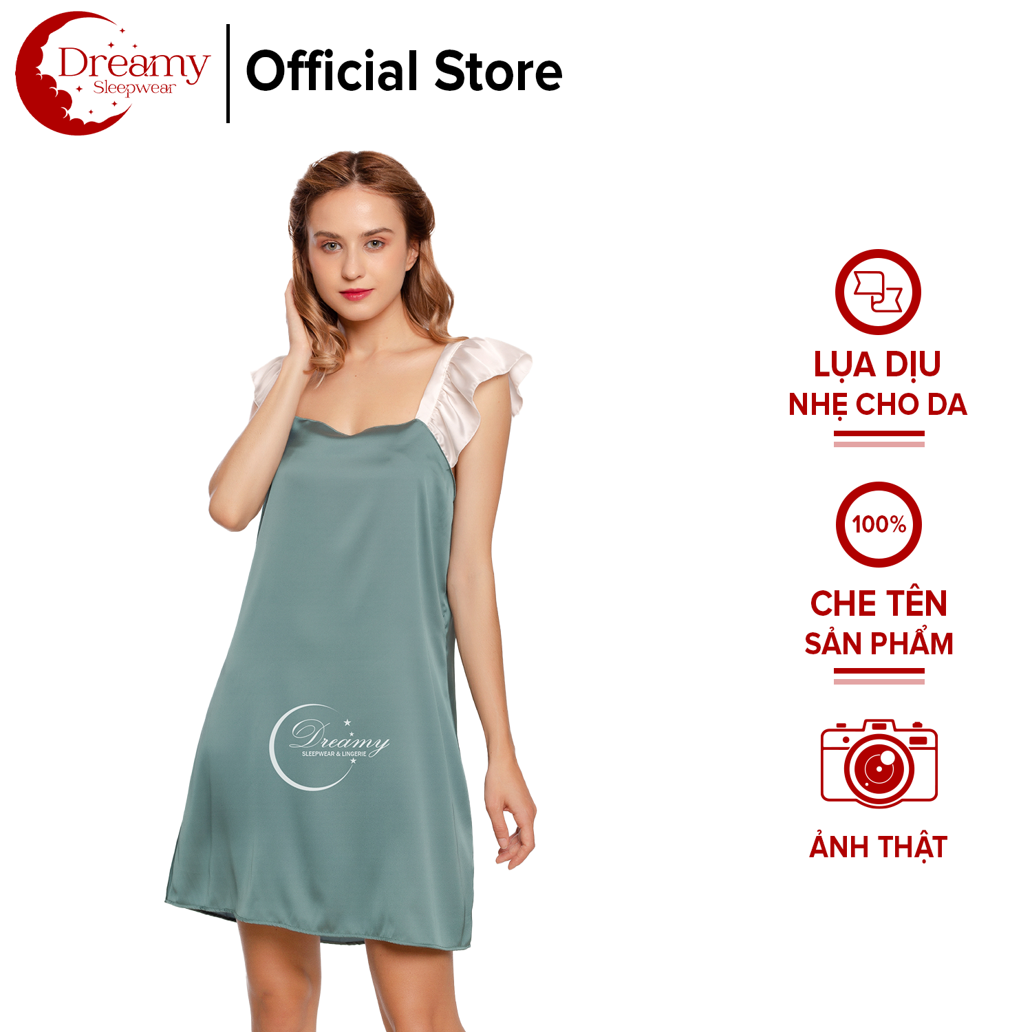 [NHẬP LAZSOCIALBAU12 giảm 12%] Đầm ngủ hai dây, đầm mặc nhà lụa mềm mịn,Đồngủ nữ ,Đồngủ 2 dây sexy dáng suông cổ vuông tay cánh tiên trắng siêu gợi cảm với 3 màu Hồng pastel, Xanh bơ, Đen Dreamy- VS21