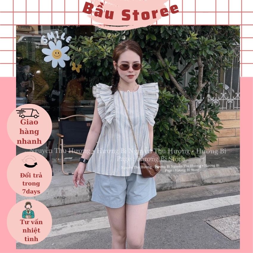 Áo bà bầu họa tiết kẻ- áo bầu kẻ cánh tiên điệu đà hiện đại