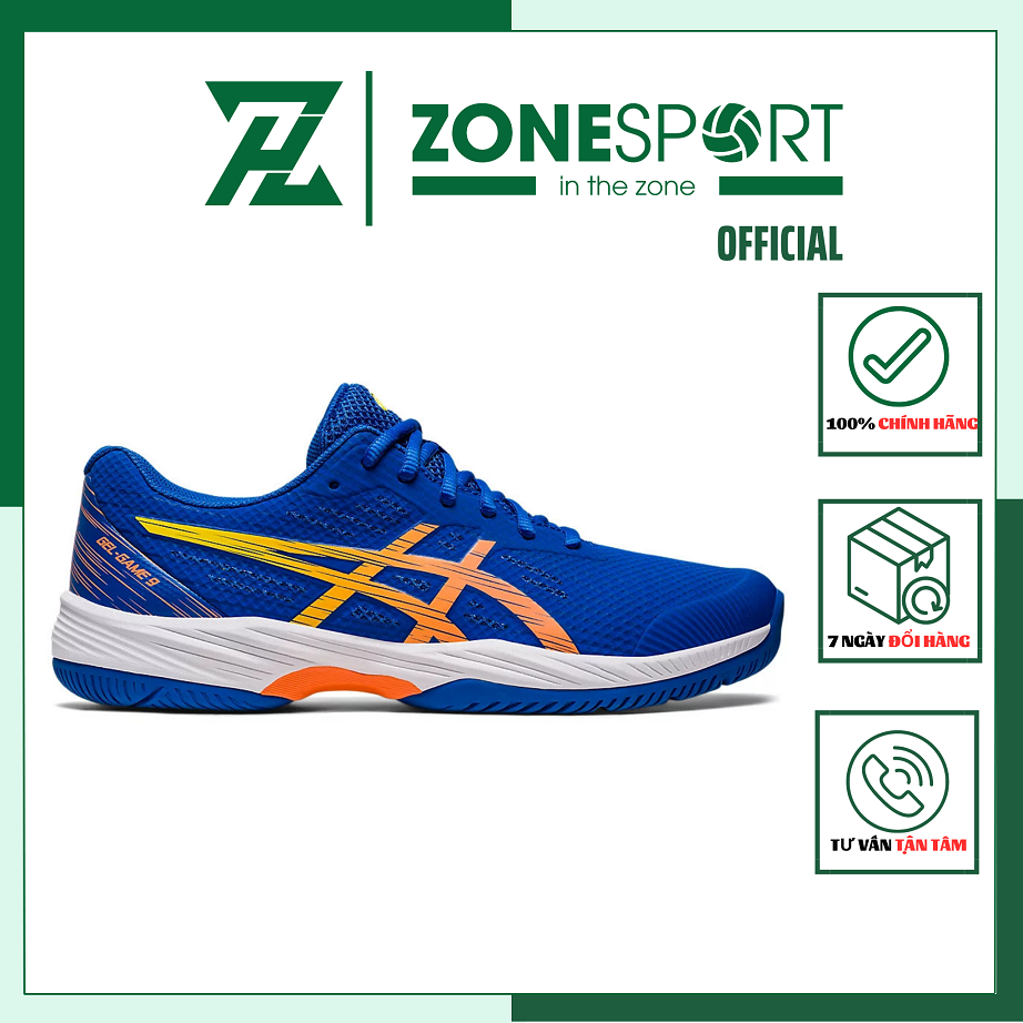 Giày Asics Gel Game 9 Xanh Cam - Giày Chuyên Tennis, Cầu Lông thiết kế cổ thấp đa năng linh hoạt phối màu trẻ trung năng động