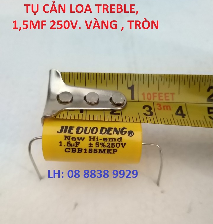 Tụ chống cháy loa treble sân khấu 1,5mf 250v - giá 1 cái - vàng tròn
