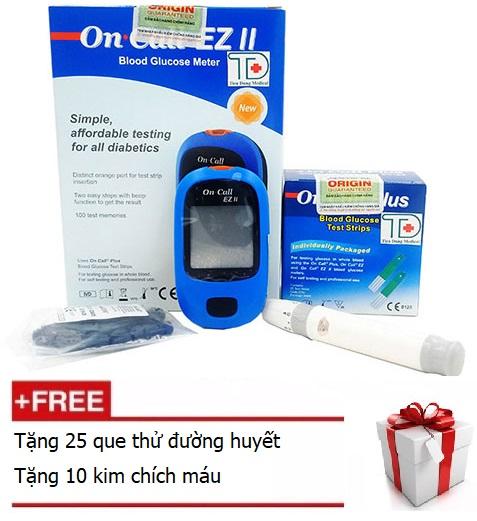 Máy đo đường huyết On Call EZ II  tặng 25 que thử đường huyết và 10 kim chích máu