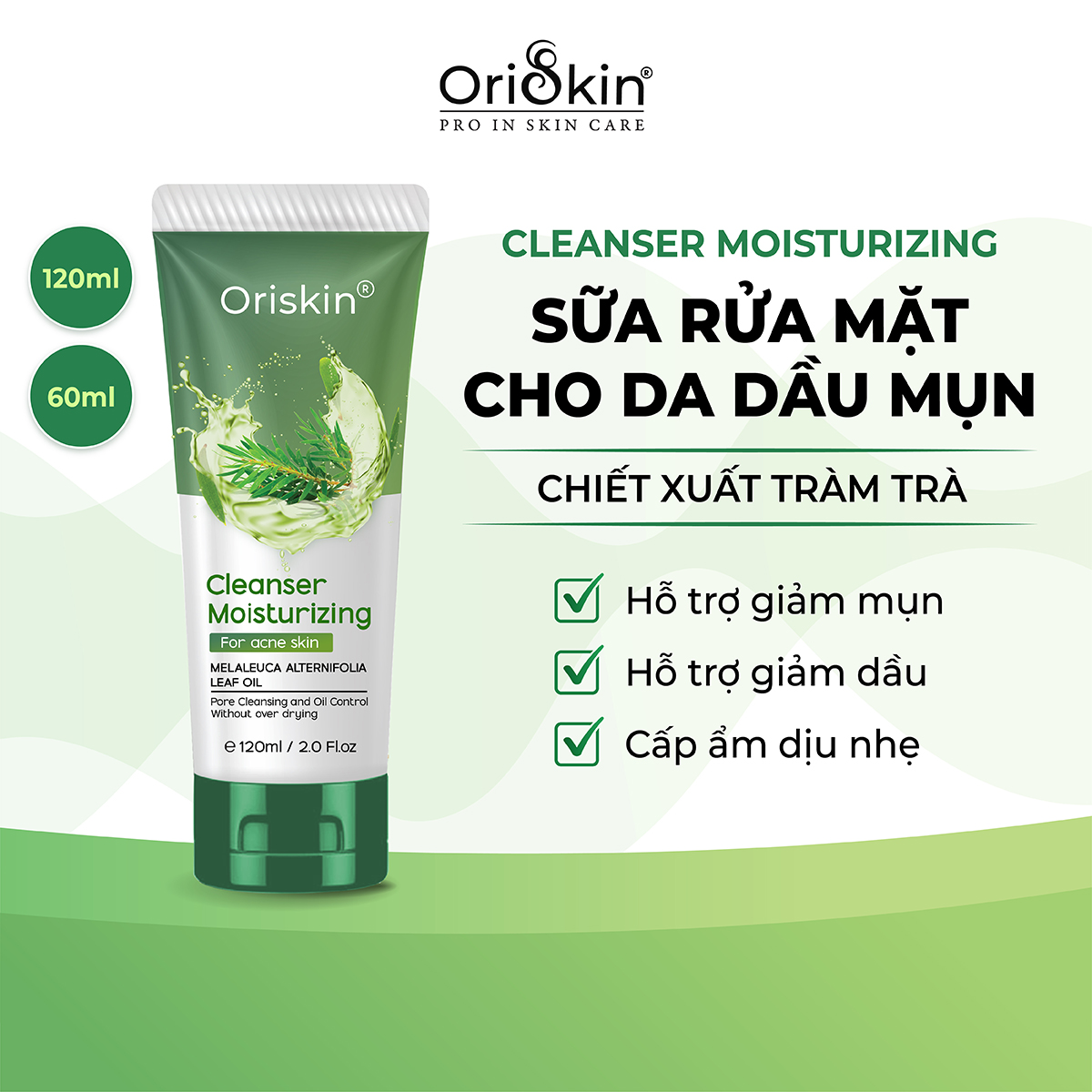 Sữa Rửa Mặt Trắng Da Oriskin Cleanser Moisturizing, Ít Bọt Dành Cho Da Nhạy Cảm 100ml