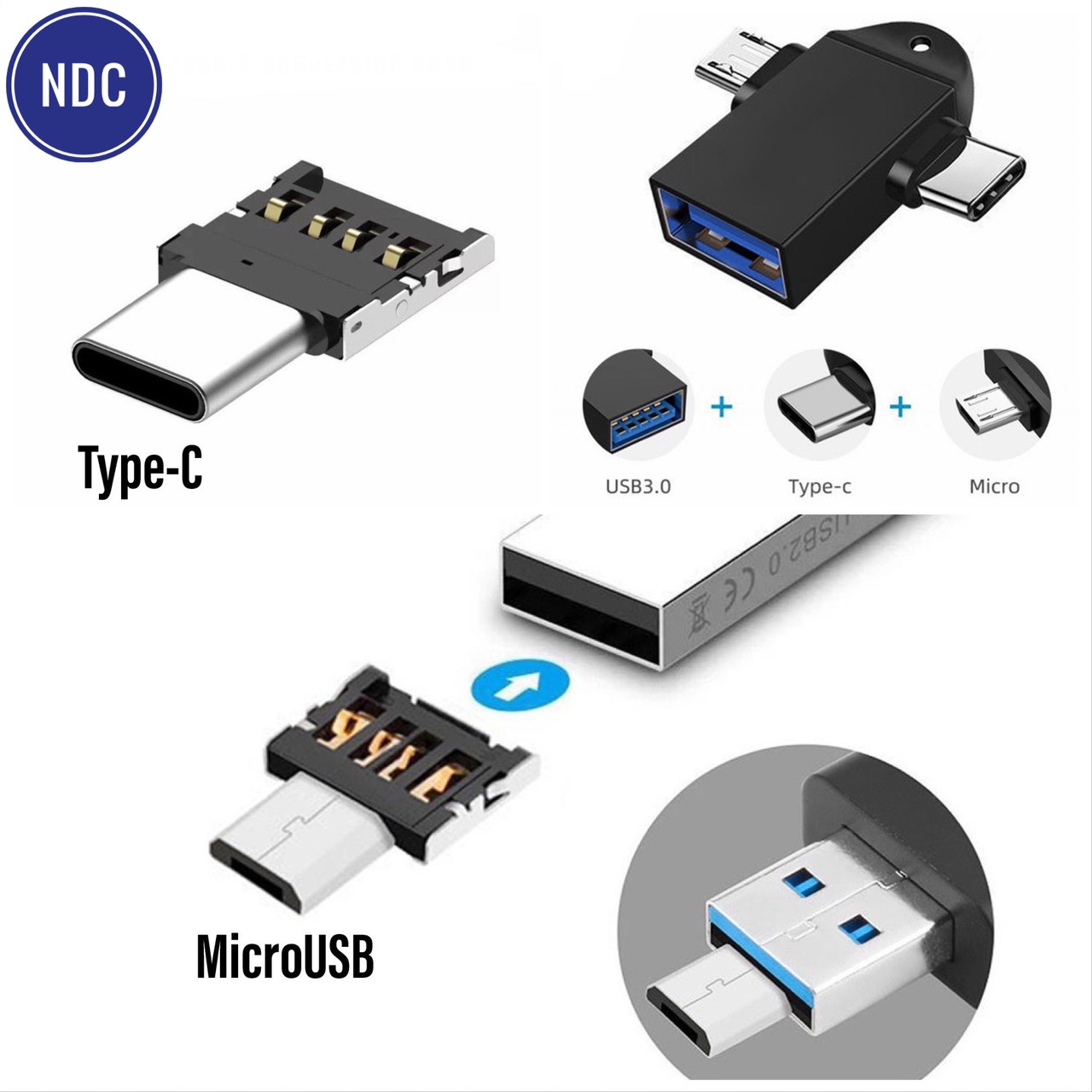 [HCM]Đầu Chuyển Đổi 2 Trong 1 MicroUSB Type-C OTG USB3.0 Đa Năng (Loại 1)