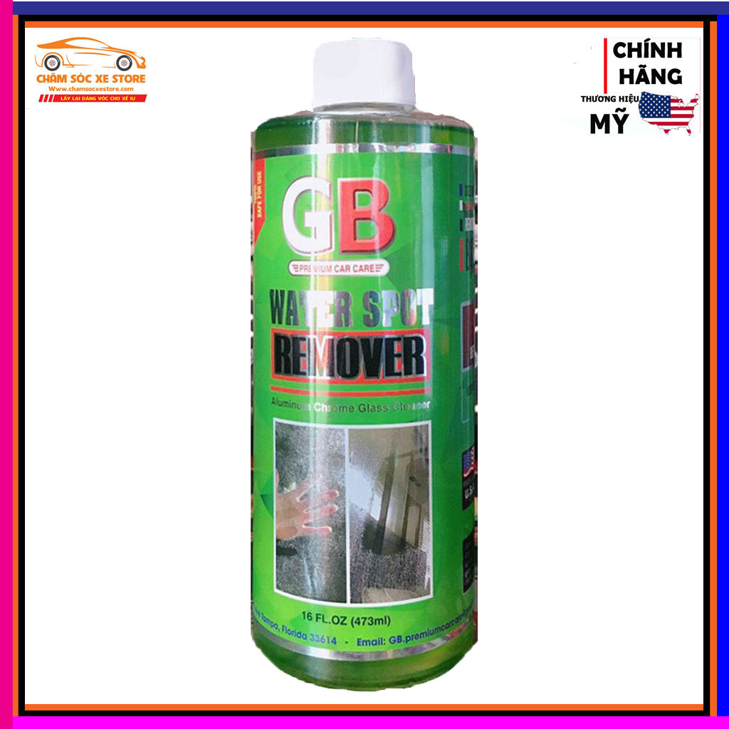 Dung dịch tẩy ố kính logo lazang ô tô GB Water Spot Remover 473ml chamsocxestore