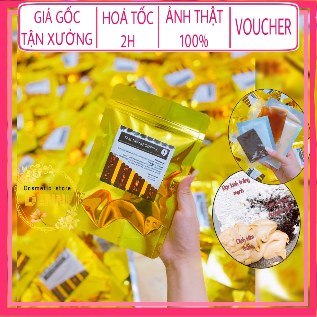 Set tắm trắng cà phê xịn gồm 4 gói nhỏ