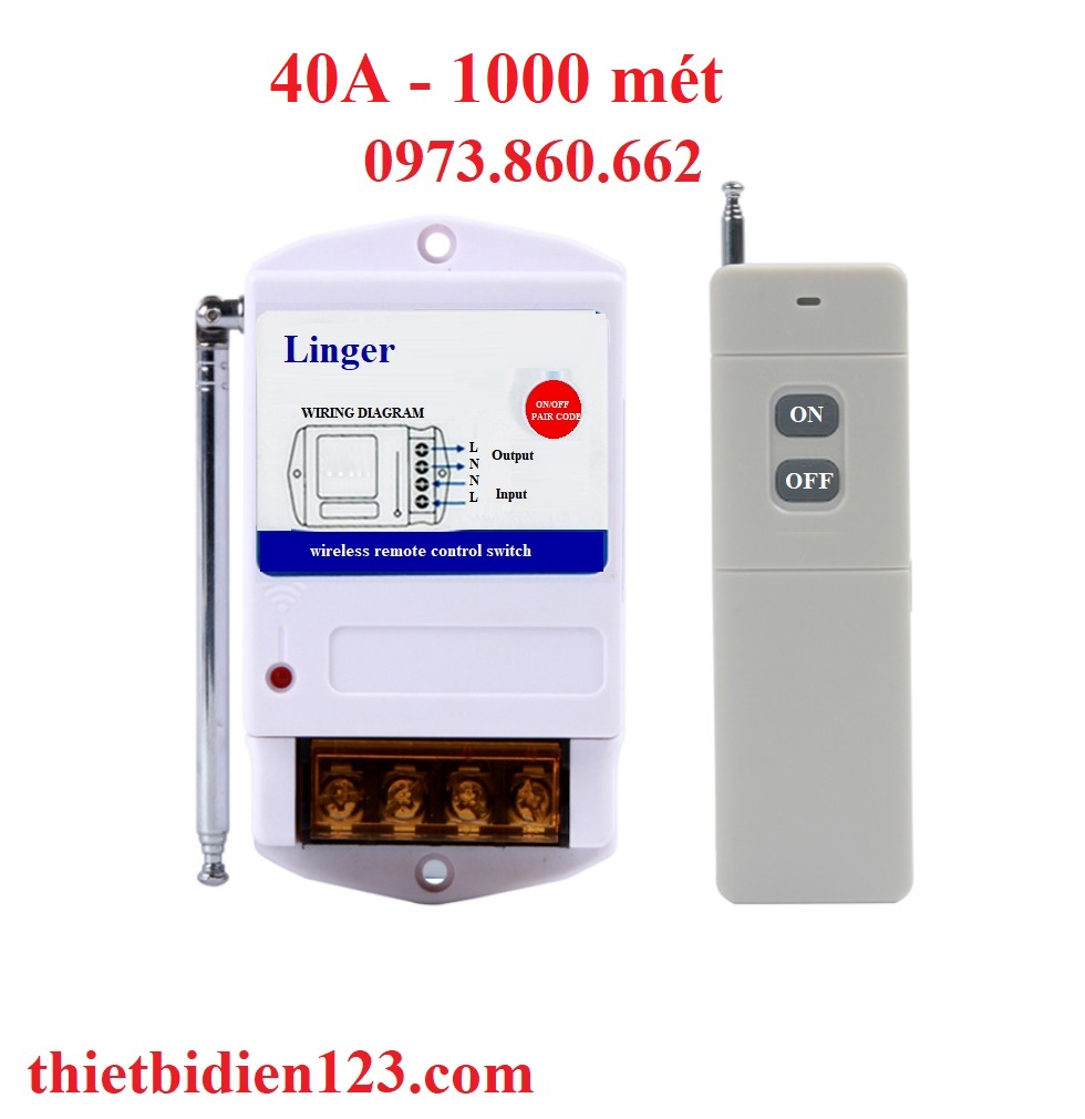 Công tắc điều khiển từ xa cho máy bơm 40A 1000 mét Linger, Điều khiển từ xa RF có học lệnh