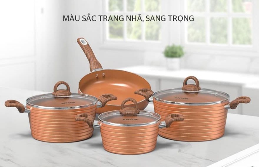 Bộ nồi chảo chống dính ceramic đáy từ sunhouse shg2004mca