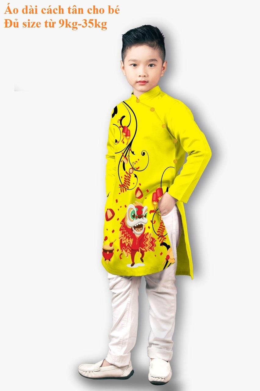 [HCM]Áo Dài Cách Tân Cho Bé Trai Bé Gái Đón Xuân Dễ Thương Áo dài Tết mẫu mới hottrend hình múa lân cao cấp cho bé từ 9kg đến 35kg (màu đỏ màu vàngmàu xanh) Shop Tân Thời Đại