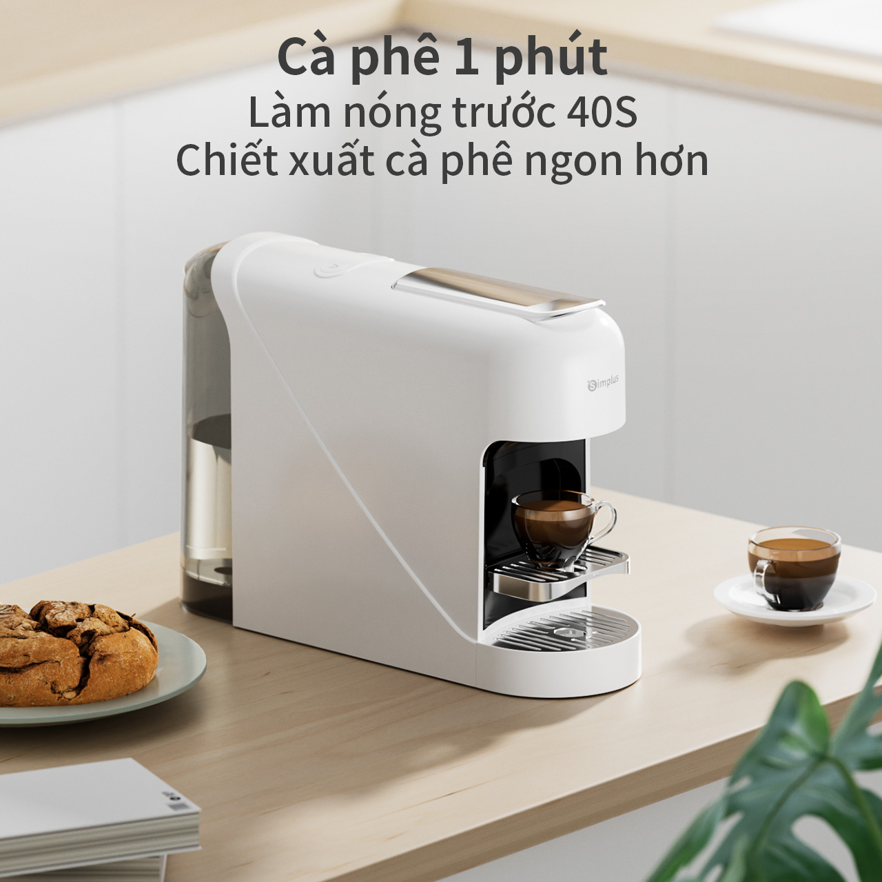 Máy pha cà phê viên nén simplus 1350w đồ dùng văn phòng máy pha cà phê tự động tại nhà 20bar kfjh008