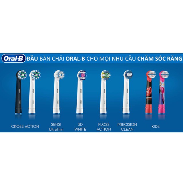 Đầu bàn chải điện oral-b braun cho người lớn - nhiều loại đầu thay thế oral-b cross action, gum care, 3dwhite, sensitive