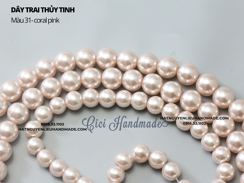 Dây nguyên hạt ngọc trai thủy tinh 12mm nhiều màu Cici Handmade chuyên hạt đá hạt pha lê hạt cườm hạt trang sức