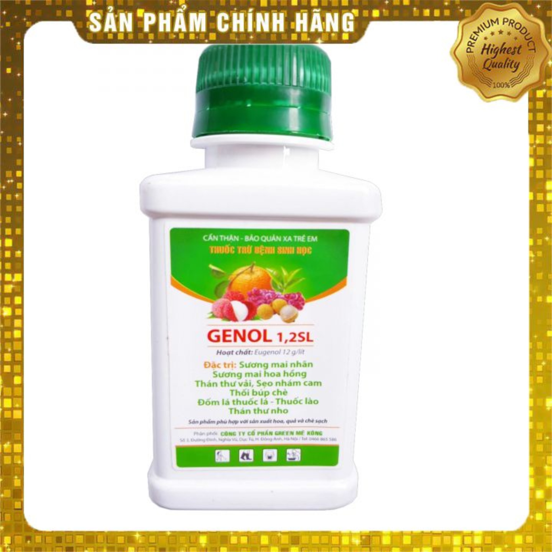 Th.uốc trừ bênh. cho cây trồng GENOL 1,2SL (100ml) đặc tri. sương mai, thán thư, sẹo nhám, thối búp, đốm lá