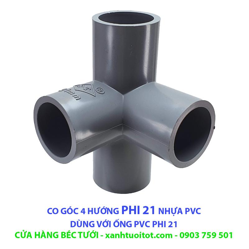 Bộ 10 CO GÓC 4 HƯỚNG PHI 21 NHỰA PVC - DÀY 3 MM