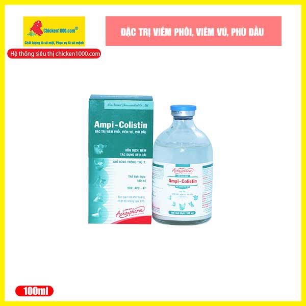 Thuốc thú y ampi colistin á châu đặc trị tiêu chảy phân xanh, phân trắng trên heo, bò, dê, cừu