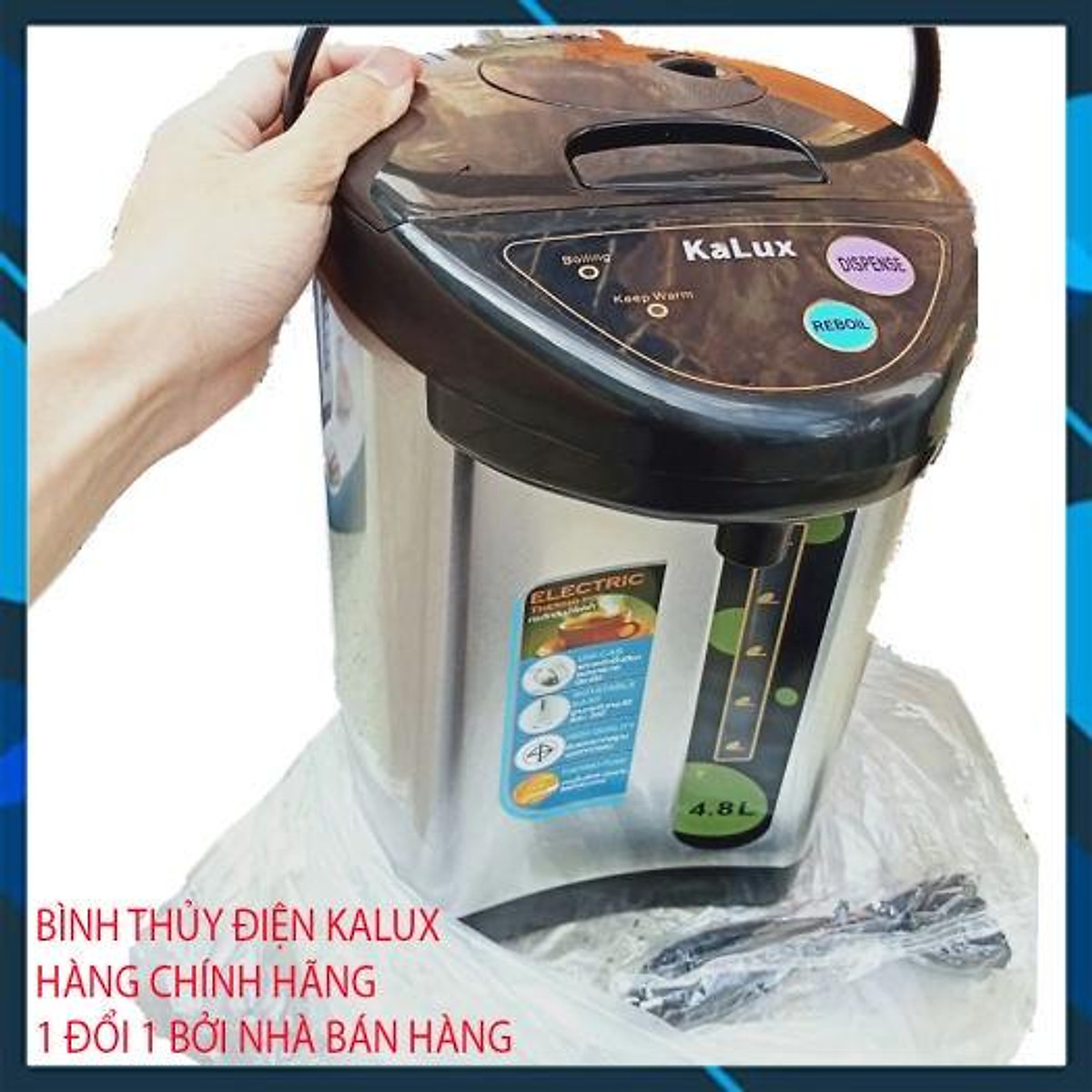 Bình thủy điện inox kalux kl-048 hàng chính hãng