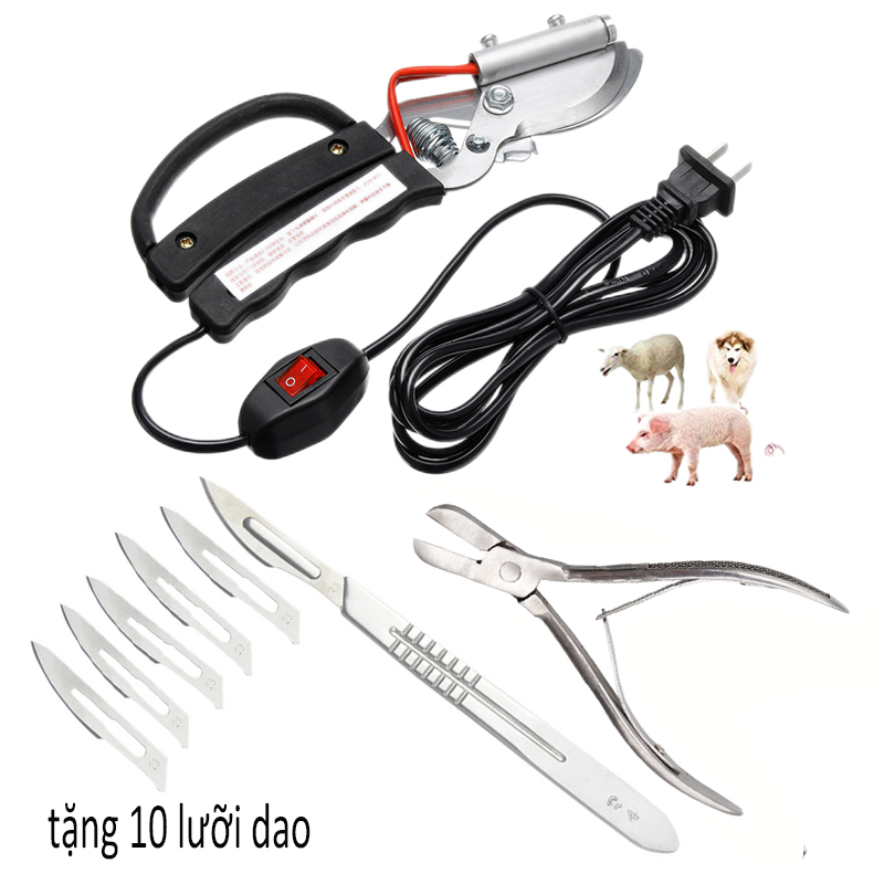 Kìm cắt đuôi bằng điện cho heo, Kìm cắt răng cho gia súc, Dao mổ thiến y Kìm cắt răng lợn