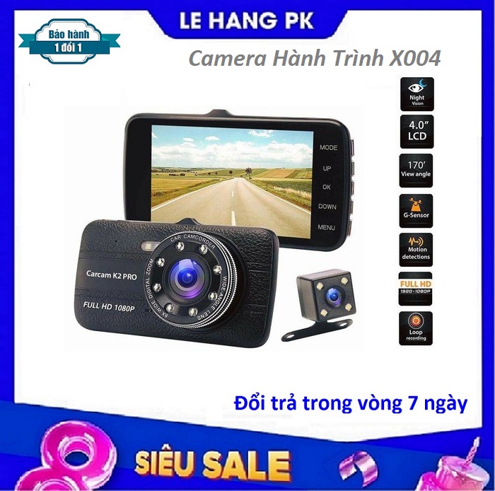 Camera hành trình x004 full hd 1080 có cam lùi cho các dòng ô tô