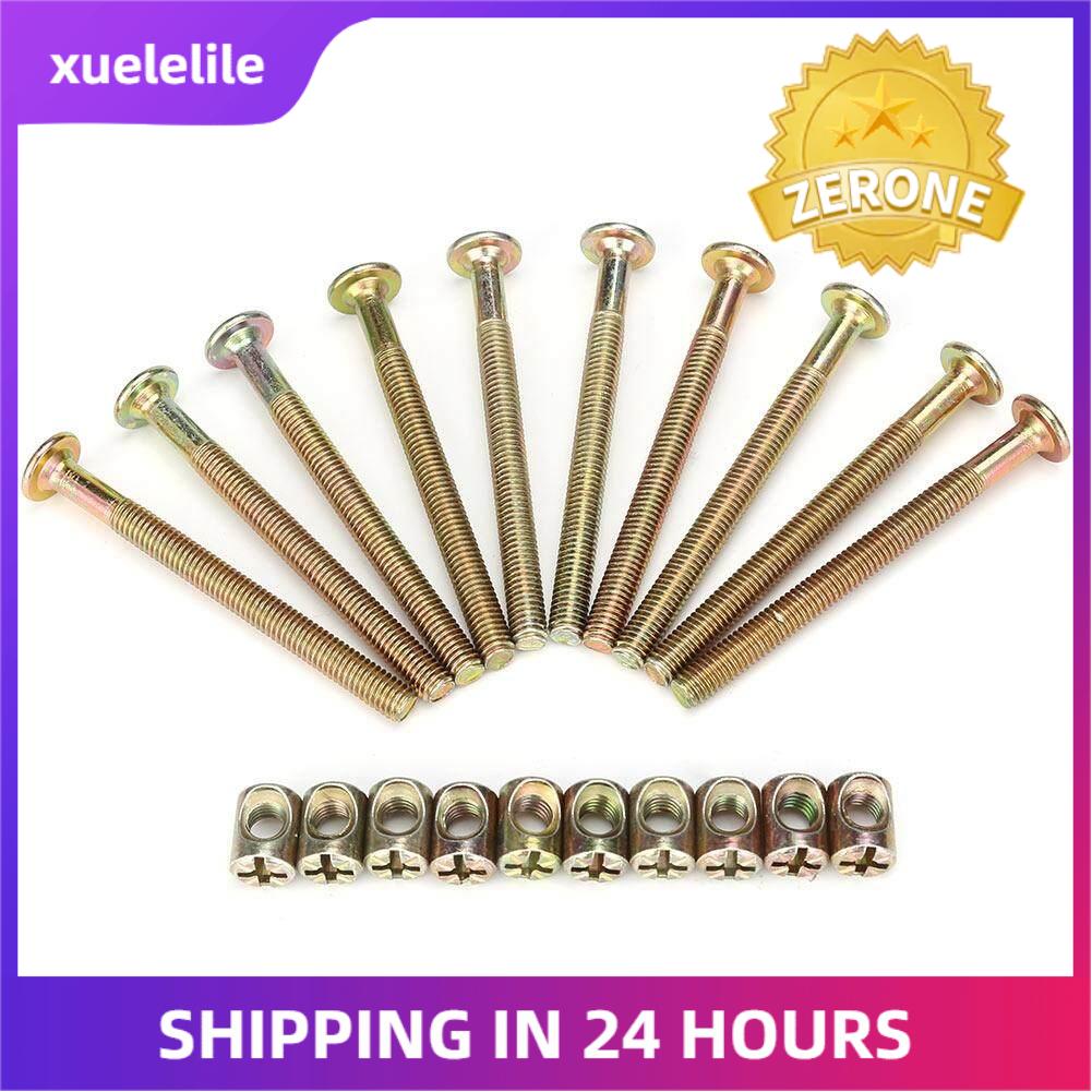 【 Vít Đồ Nội Thất Giới Hạn Thời Gian Khuyến Mãi 】 10 Bu Lông Nội Thất M6 Thép Carbon 70Mm Với Chốt Kết Nối Đai Ốc 6Mm