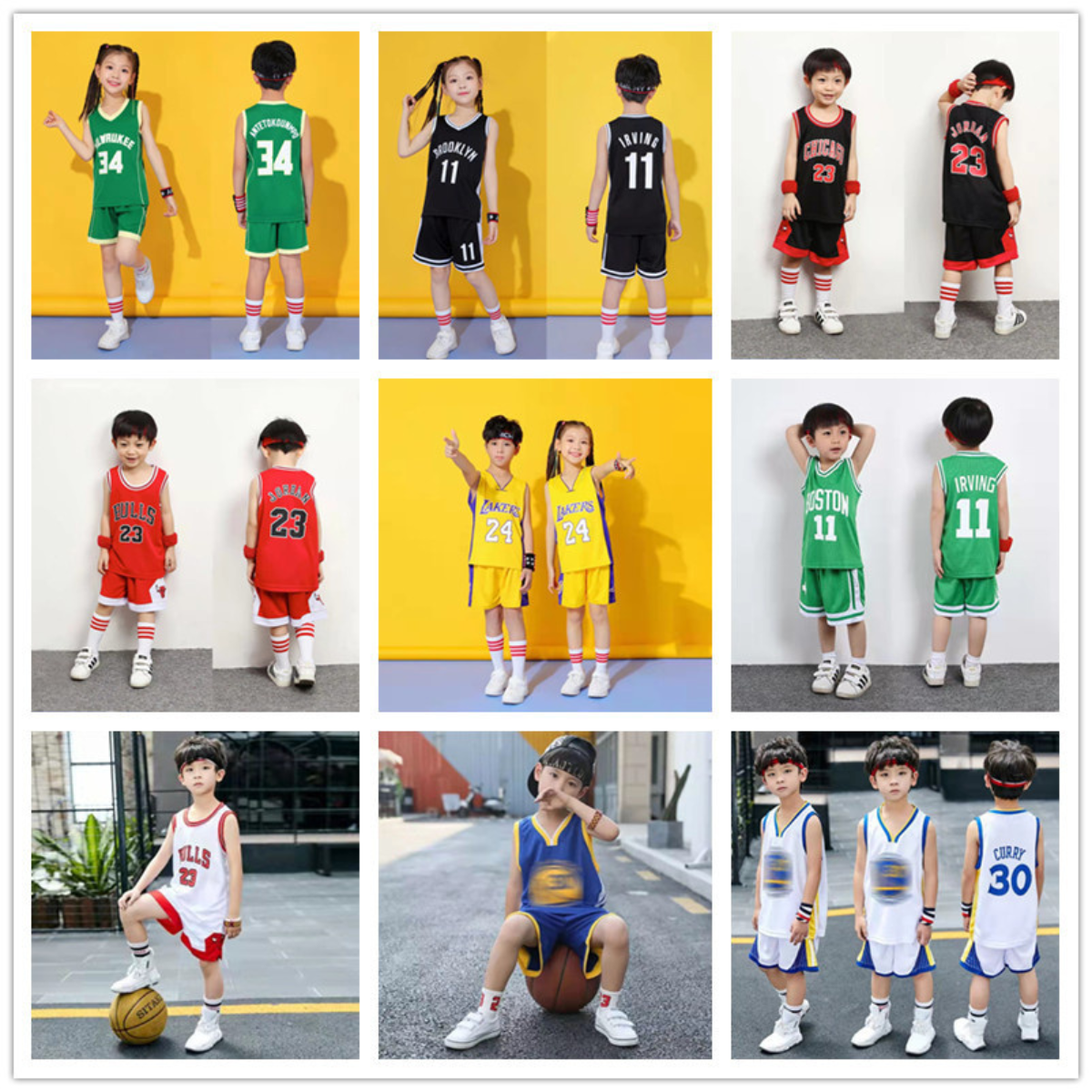 Bộ quần áo bóng rổ trẻ em bé trai gái nam nữ NBA mát đẹp giá rẻ Bulls Celtics Lakers Warriors trắng đỏ đen tím vàng xanh